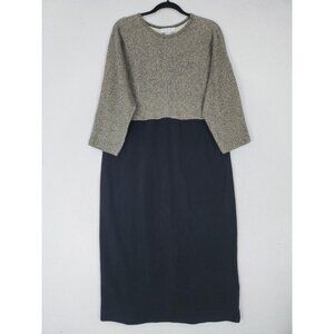 J Jill Dress Womens Large Petite Gray Black Vintage Cotton Sweater Maxi USA Made